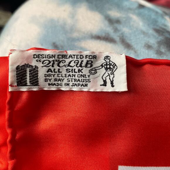 Vintage The 21 Club Scarf Red Blue 100% Silk Made In Japan Jockeys Matchbooks - Picture 11 of 16